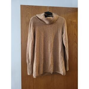 Talbots Cowlneck Pure Cashmere Tan Long Sleeve Sweater Blouse EUC Soft Medium